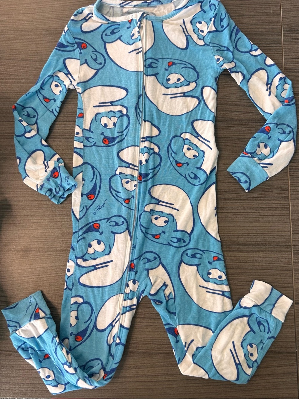 Smurfs Pajamas 3T Blue Character Print Zip Sleeper One Piece
